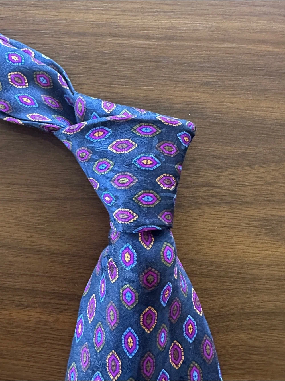 Stefano Ricci Navy Tie with Purple, Blue & Gold Medallions